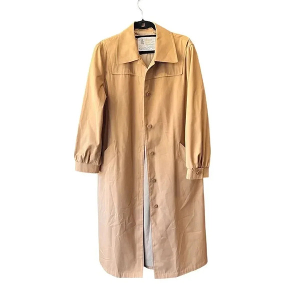 1970 Vintage London Fog Women's Beige Trench Coat Size 16 Long Belted - Picture 2 of 10